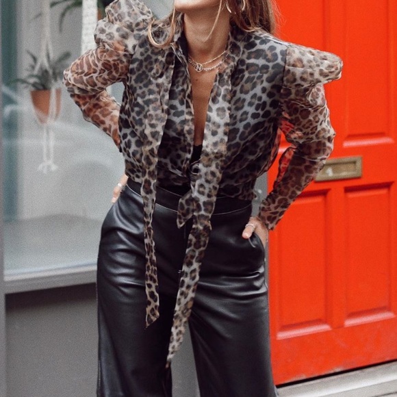 Trendy animal print organza top - Picture 2 of 8